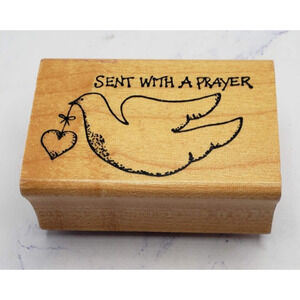 Embossing Arts Sent With A Prayer Dove With Heart Wood Mounted Rubber Stamp